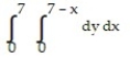 <strong>Express the area of the region bounded by the given line(s) and/or curve(s) as an iterated double integral. -The coordinate axes and the line </strong> A) B) C) D)
