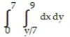 <strong>Express the area of the region bounded by the given line(s) and/or curve(s) as an iterated double integral. -The coordinate axes and the line </strong> A) B) C) D)