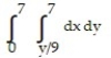 <strong>Express the area of the region bounded by the given line(s) and/or curve(s) as an iterated double integral. -The coordinate axes and the line </strong> A) B) C) D)