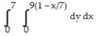 <strong>Express the area of the region bounded by the given line(s) and/or curve(s) as an iterated double integral. -The coordinate axes and the line </strong> A) B) C) D)