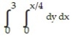 <strong>Express the area of the region bounded by the given line(s) and/or curve(s) as an iterated double integral. -The lines , , and </strong> A) B) C) D)