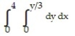 <strong>Express the area of the region bounded by the given line(s) and/or curve(s) as an iterated double integral. -The lines , , and </strong> A) B) C) D)