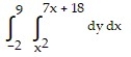 <strong>Express the area of the region bounded by the given line(s) and/or curve(s) as an iterated double integral. -The parabola and the line </strong> A) B) C) D)