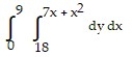 <strong>Express the area of the region bounded by the given line(s) and/or curve(s) as an iterated double integral. -The parabola and the line </strong> A) B) C) D)