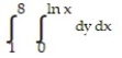 <strong>Express the area of the region bounded by the given line(s) and/or curve(s) as an iterated double integral. -The curve and the lines and </strong> A) B) C) D)