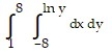 <strong>Express the area of the region bounded by the given line(s) and/or curve(s) as an iterated double integral. -The curve and the lines and </strong> A) B) C) D)