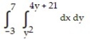 <strong>Express the area of the region bounded by the given line(s) and/or curve(s) as an iterated double integral. -The parabola and the line </strong> A) B) C) D)