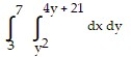 <strong>Express the area of the region bounded by the given line(s) and/or curve(s) as an iterated double integral. -The parabola and the line </strong> A) B) C) D)