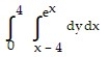 <strong>Express the area of the region bounded by the given line(s) and/or curve(s) as an iterated double integral. -The curve and the lines and </strong> A) B) C) D)