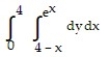 <strong>Express the area of the region bounded by the given line(s) and/or curve(s) as an iterated double integral. -The curve and the lines and </strong> A) B) C) D)