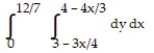 <strong>Express the area of the region bounded by the given line(s) and/or curve(s) as an iterated double integral. -The lines , , and </strong> A) B) C) D)