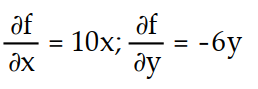 <strong>Find all the first order partial derivatives for the following function. -f(x, y) = 10x - 3 - 6</strong> A) B) C) D)