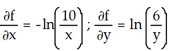 <strong>Find all the first order partial derivatives for the following function. -f(x, y) = ln </strong> A) B) C) D)
