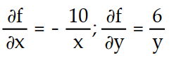 <strong>Find all the first order partial derivatives for the following function. -f(x, y) = ln </strong> A) B) C) D)