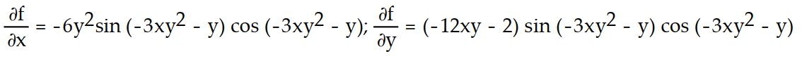 <strong>Find all the first order partial derivatives for the following function. -f(x, y) = ( -3x - y)</strong> A) B) C) D)