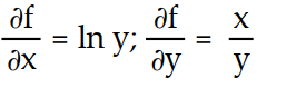 <strong>Find all the first order partial derivatives for the following function. -f(x, y) = ln </strong> A) B) C) D)