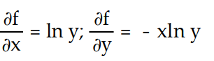 <strong>Find all the first order partial derivatives for the following function. -f(x, y) = ln </strong> A) B) C) D)