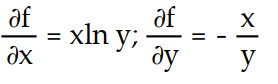 <strong>Find all the first order partial derivatives for the following function. -f(x, y) = ln </strong> A) B) C) D)
