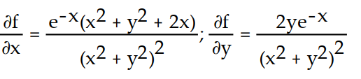 <strong>Find all the first order partial derivatives for the following function. -f(x, y) = </strong> A) B) C) D)