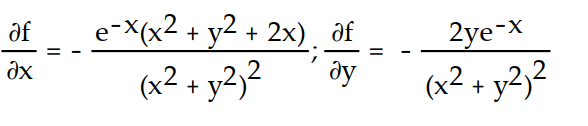<strong>Find all the first order partial derivatives for the following function. -f(x, y) = </strong> A) B) C) D)