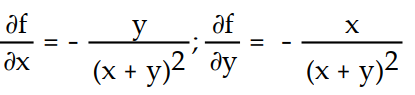 <strong>Find all the first order partial derivatives for the following function. -f(x, y) = </strong> A) B) C) D)