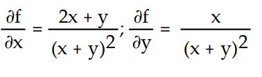 <strong>Find all the first order partial derivatives for the following function. -f(x, y) = </strong> A) B) C) D)