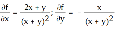 <strong>Find all the first order partial derivatives for the following function. -f(x, y) = </strong> A) B) C) D)