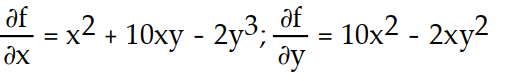<strong>Find all the first order partial derivatives for the following function. -f(x, y) = + 10 y - 2x </strong> A) B) C) D)