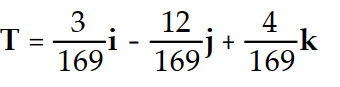 <strong>Find the unit tangent vector of the given curve. -r(t) = 3 i - 12 j + 4 k </strong> A) B) C) D)