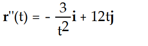 <strong>Compute r''(t). -r(t) = ( 3 ln( 6t))i + ( 2 )j</strong> A) B) C) D)
