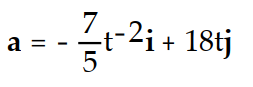 <strong>If r(t) is the position vector of a particle in the plane at time t, find the indicated vector. -Find the acceleration vector. r(t) = ( 7 ln( 5t))i + ( 3 )j</strong> A) B) C) D)