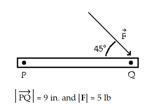<strong>Solve the problem. -Find the magnitude of the torque in foot-pounds at point P for the following lever: </strong> A) ft-lb B) ft-lb C) - ft-lb D) ft-lb
