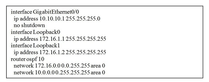 Refer to the figure. Assuming what is shown is the extent of the OSPF configuration on a device, what is the RID of the local OSPF process?