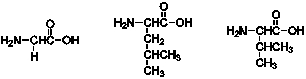 <strong>How many products containing two amino acids can be formed from the following three amino acids? </strong> A) 3 B) 4 C) 5 D) 6 E) 7