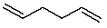 The compound 1,5-hexadiene (below) has two double bonds that can participate in adding to polymers. 1,5-Hexadiene: Draw a segment of a co-polymer of 1,5-hexadiene and ethylene in which only one double bond of 1,5-hexadiene is involved in the polymerization process. The ratio of ethylene to 1,5-hexadiene is 4:1.