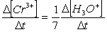 <strong>Consider the aqueous phase reaction between the dichromate anion and iron (II) cations:14 H<sub>3</sub>O<sup>+</sup>(aq) + Cr<sub>2</sub>O<sub>7</sub><sup>2- </sup>+ 6Fe<sup>2+</sup>(aq) \rarr 2Cr<sup>3+</sup>(aq) + 21H<sub>2</sub>OWhat is the rate of increase of Cr<sup>3+</sup> concentration expressed in terms of changing H<sub>3</sub>O<sup>+ </sup>concentration?</strong> A) B) C) D)