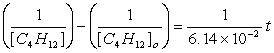 <strong>Butadiene reacts to form its dimmer according to the following reaction:   Concentration versus time data were collected for this reaction and a plot of 1/[C<sub>4</sub>H<sub>6</sub>] resulted in a straight line with slope 6.14 x10<sup>-2</sup> M s<sup>-1</sup>. The integrated for of the rate law is</strong> A)   B)   C)   D)   E)   <div style=padding-top: 35px> 