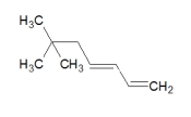 <strong>What is the correct name for the structure below? </strong> A) 1,1-dimethylheptan-3,5-diene B) 6,6-dimethylheptan-1,3-diene C) 6,6,6-trimethylhexan-1,3-diene D) 1,1,1-trimethylhesan-3,5-diene E) 6,6-dimethylhexane-1,3-diene