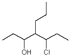 <strong>A correct IUPAC name for the following compound is </strong> A) 4-propyl-5-chloro-3-heptanol. B) 4-propyl-3-chloro-5-heptanol. C) 4-(1-chloropropyl)-3-heptanol. D) 5-chloro-4-propyl-3-heptanol. E) 3-hydroxy-4-propyl-5-chloroheptane.
