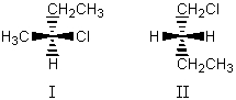 <strong>I and II are </strong> A) constitutional isomers. B) enantiomers. C) non-superposable mirror images. D) diastereomers. E) non-isomeric.