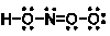 <strong>What are the formal charges on the atoms in the following Lewis structure for HNO<sub>3</sub>? </strong> A) 1; 0; 0; 0; -1 B) 0; 0; 1; 0; -1 C) 1; 0; 1; 0; -2 D) 0; 0; 0; 0; 0 E) 0; 0; 0; 1; -1