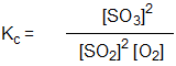 <strong>Which is the correct equilibrium constant expression for the reaction: 2 SO<sub>2(g)</sub> + O<sub>2(g)</sub> 2 SO<sub>3(g)</sub></strong> A) B) C) D)