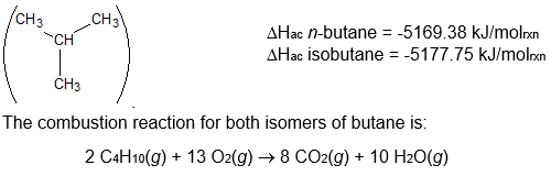 The disposable lighters that many smokers carry use butane as a fuel. Butane occurs as two isomers, n-butane and isobutane (I) Which form of butane will release the most heat when it is burned by the above combustion reaction? Explain your reasoning. (II) Which form of butane will have the strongest bonds? Explain your reasoning.