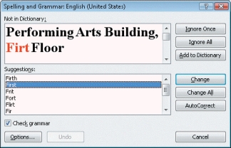 <strong>Please use the figure below to answer the following two questions. -Referring to Figure 10-1, to access this spell checker, you would press ____.</strong> A) F4 B) F5 C) F6 D) F7