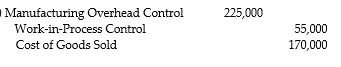 <strong>What is the journal entry used to write off the difference between allocated and actual overhead directly to cost of goods sold?</strong> A) B) C) D)