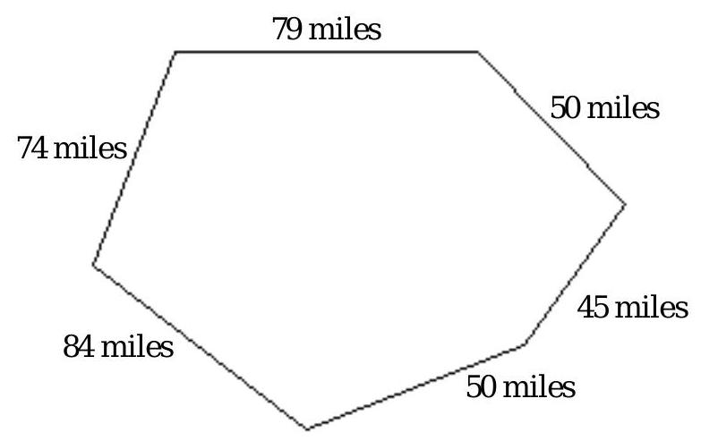 Find the perimeter of the figure. -The local park district acquired lands to be used for a new dog park. How many miles of fencing are needed to enclose the dog park?