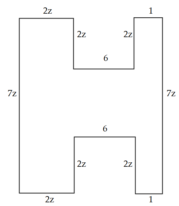 Solve the problem. -Find a polynomial for the perimeter of the figure.