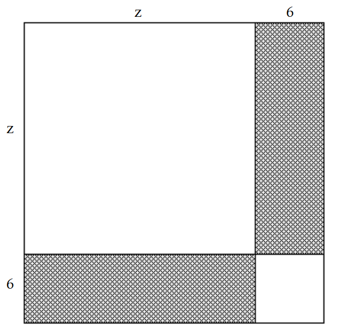 Solve the problem. -Find a polynomial for the sum of the shaded areas of the figure.  