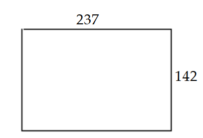 <strong>In this rectangle, find the ratios of length to width and of width to length. </strong> A) \frac{142}{237} ; \frac{95}{142} B) \frac{237}{142} ; \frac{142}{237} C) \frac{142}{237} ; \frac{237}{142} D) \frac{95}{142} ; \frac{142}{237}