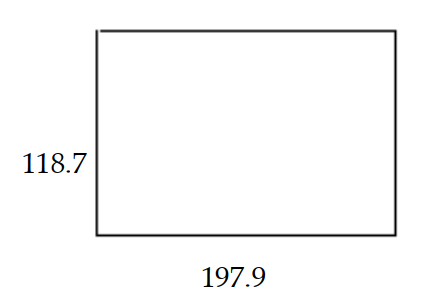 <strong>In this rectangle, find the ratios of length to width and of width to length. </strong> A) \frac{197.9}{118.7} ; \frac{118.7}{197.9} B) \frac{118.7}{197.9} ; \frac{197.9}{118.7} C) \frac{118.7}{316.6} ; \frac{197.9}{316.6} D) \frac{197.9}{118.7} ; \frac{118.7}{316.6}